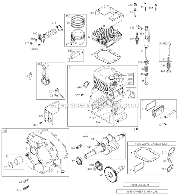 Page A Diagram and Parts List for 19K400SERIES 0110-0115 Briggs and Stratton Engine